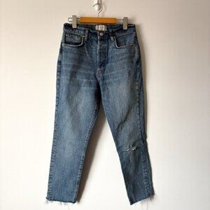 Free People Raw Hem Distressed Blue Denim Jeans Size 29